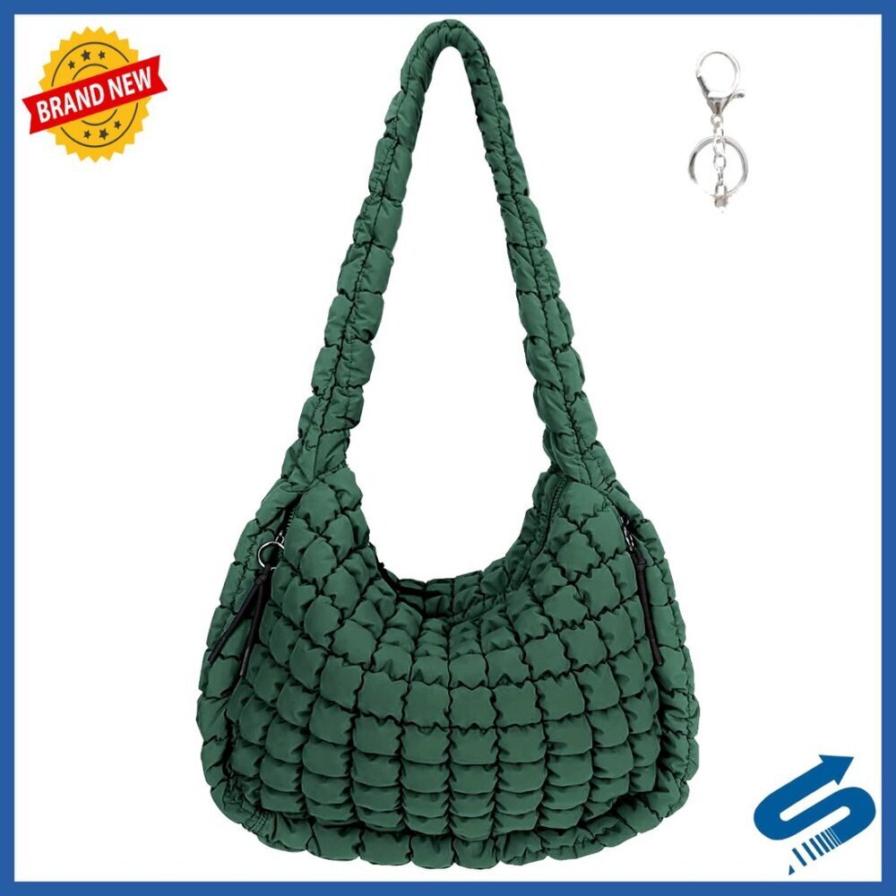Large Quilted Puffer Tote Bag Crossbody Carryall Shoulder Bag